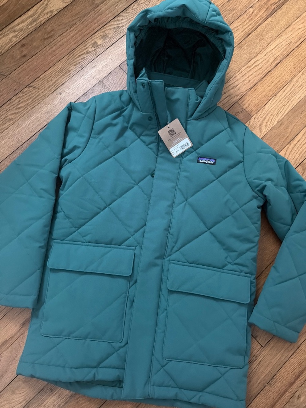 NWT Patagonia Kids XL 14 Thermo warm warmth jacket Conifer green